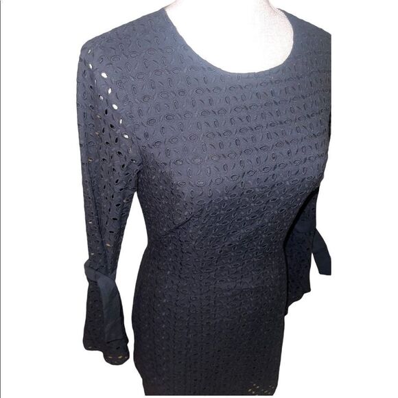 Avec Les Filles Black Eyelet Bell Sleeve Dress - Picture 8 of 16